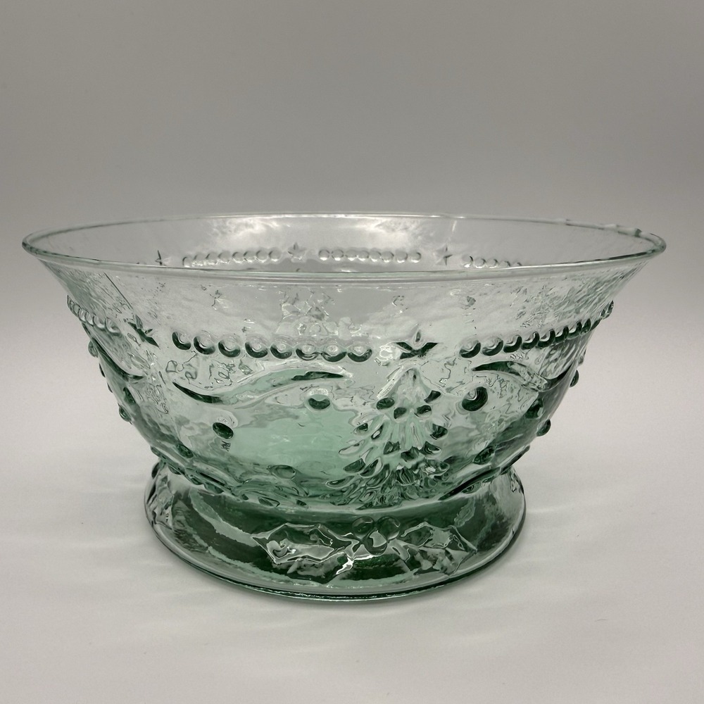 Vintage Studio Nova Holiday Cheer Seafoam Green Pressed Glass Decorative Bowl